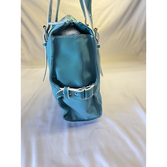 Kenneth Cole Reaction Teal & Stripped Handbag / Shoulder Bag Purse - Picture 3 of 10